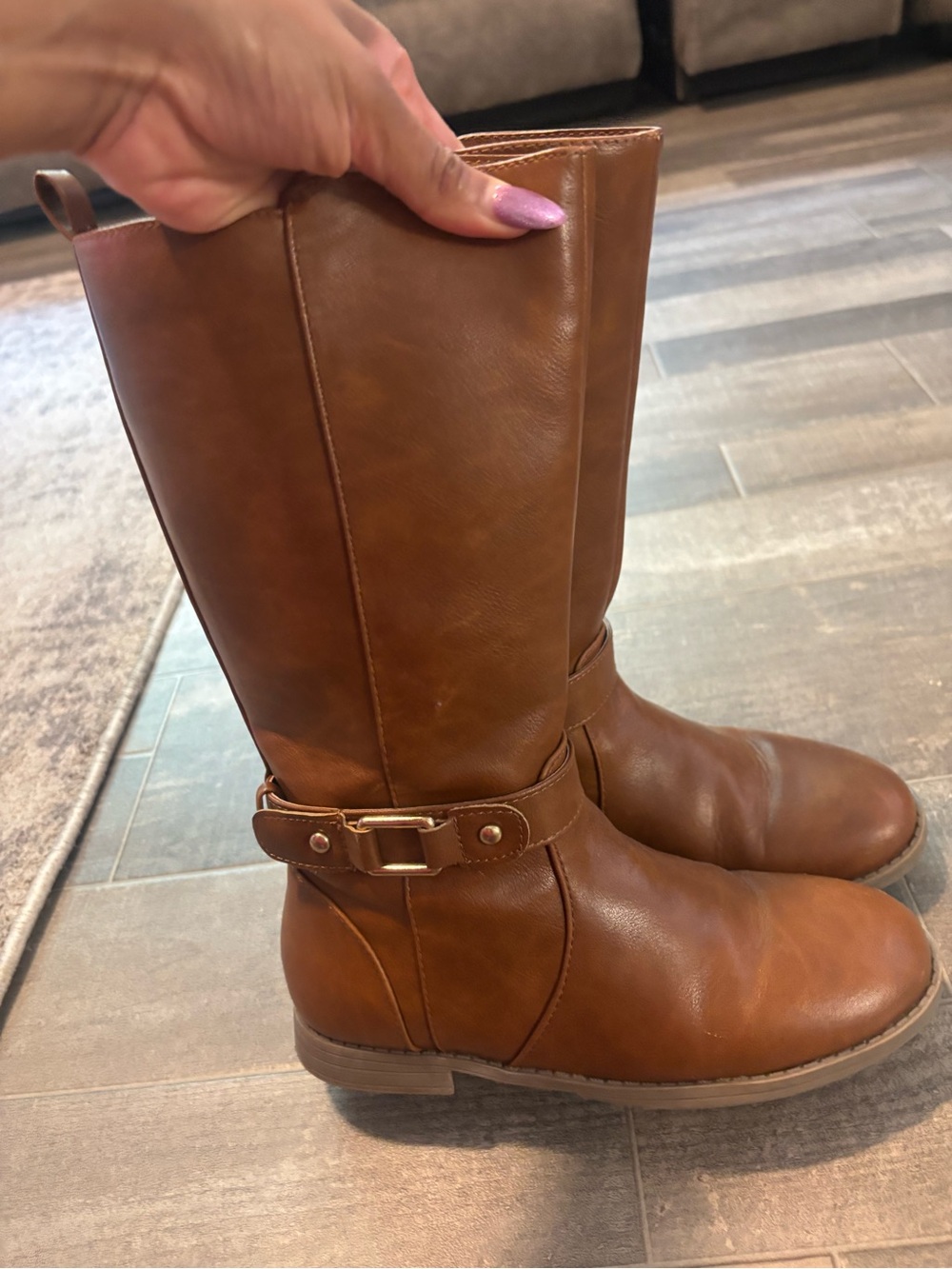 The Children's Place Tan Brown Tall Kids Riding Boots - Picture 3 of 4